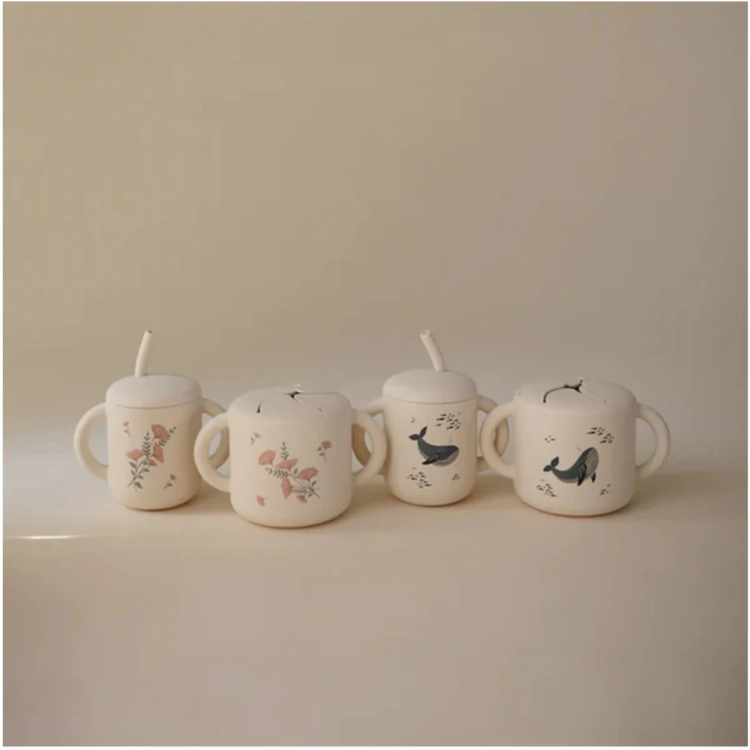 Mushie Snack Cup - Pink Flowers - Image 4