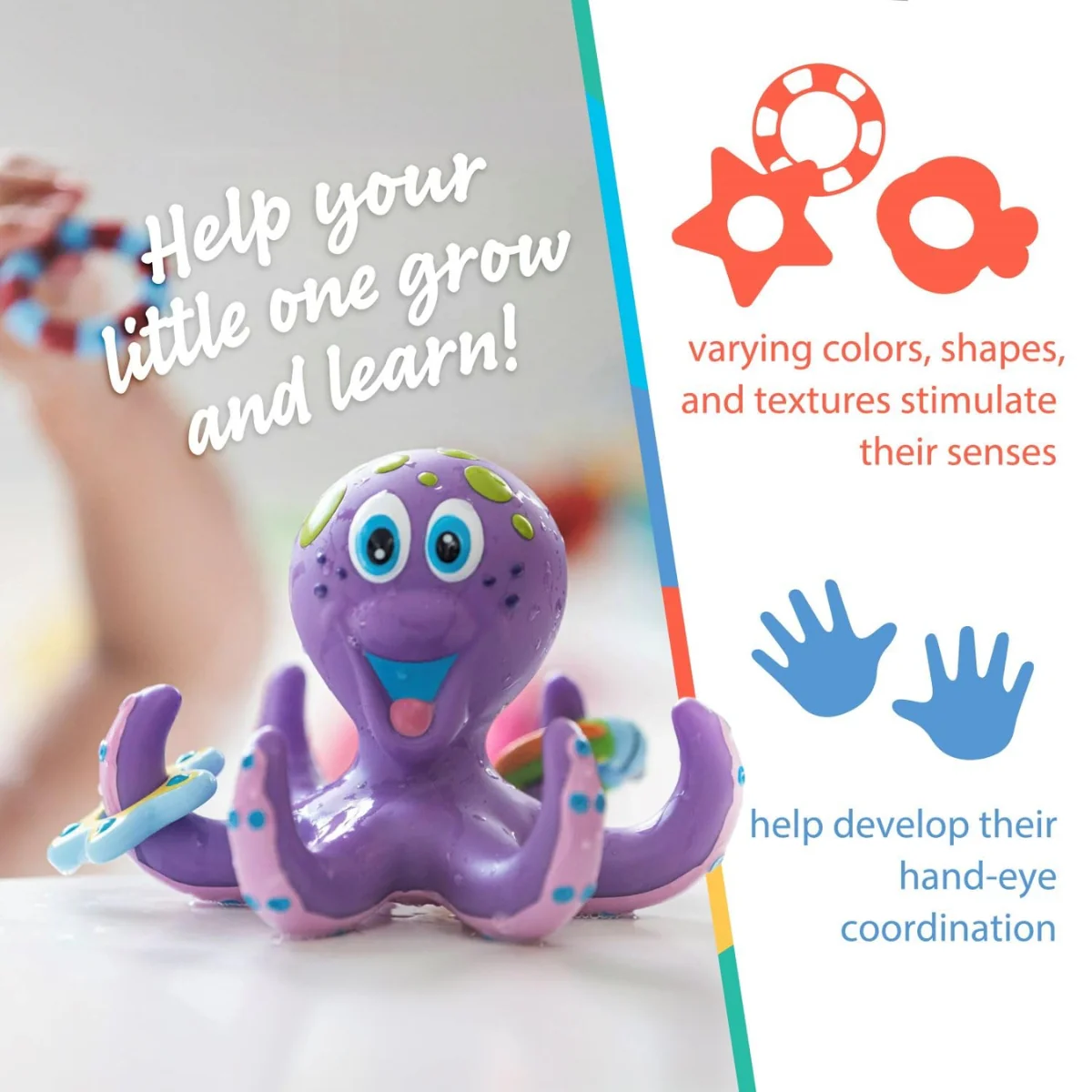 Nuby Floating Octopus Hoopla Bath Toy - 18M+ - Image 8