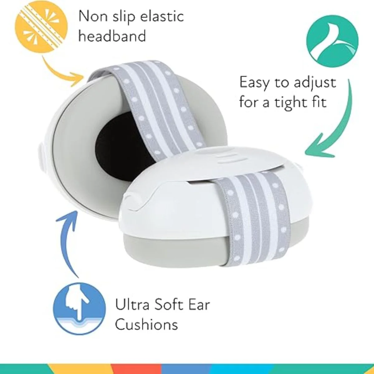 Nuby Soft Sounds Adjustable Earmuffs for Babies - White - Image 3