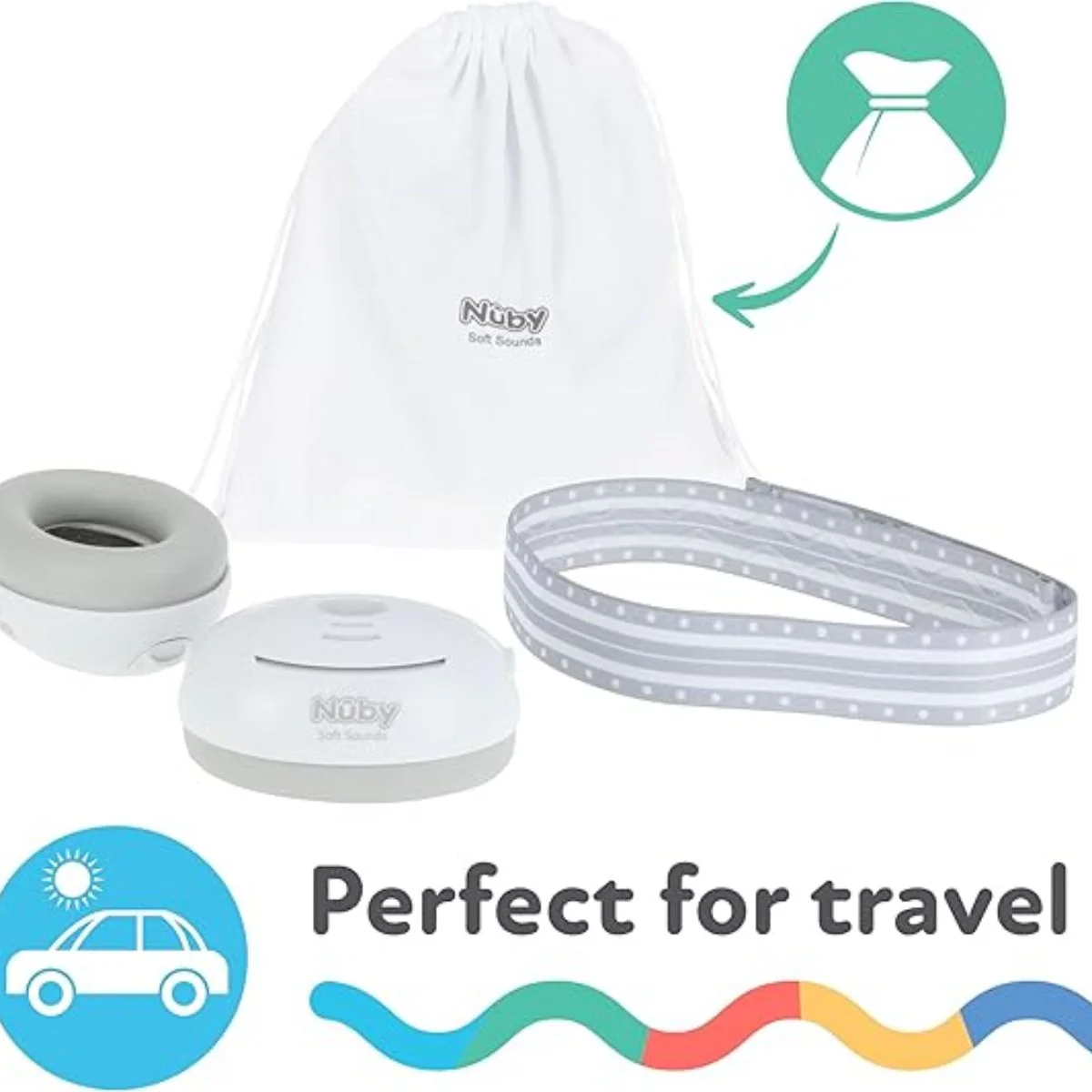 Nuby Soft Sounds Adjustable Earmuffs for Babies - White - Image 4