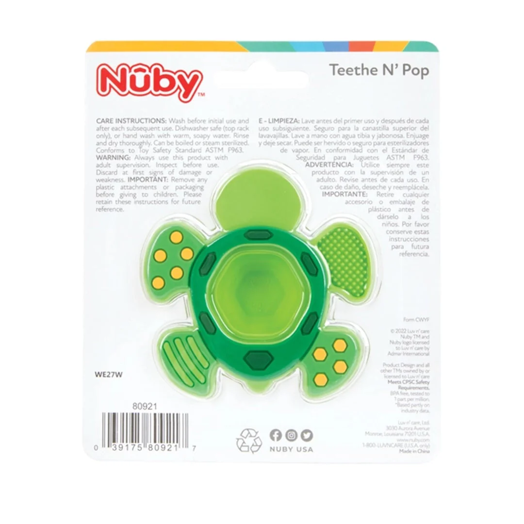 Nuby Teethe N' Pop Sensory Play Turtle Teether - Image 6