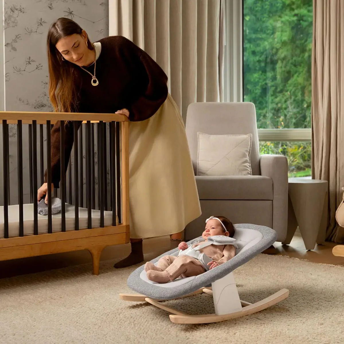 Nuna BRYN Newborn Rocker - Sanderson/Black Walnut - Image 15