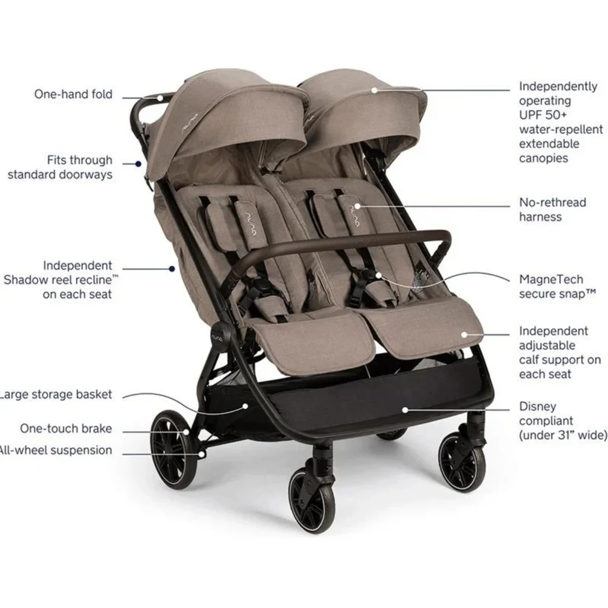 Nuna Trvl Dubl Stroller - Cedar - Image 3