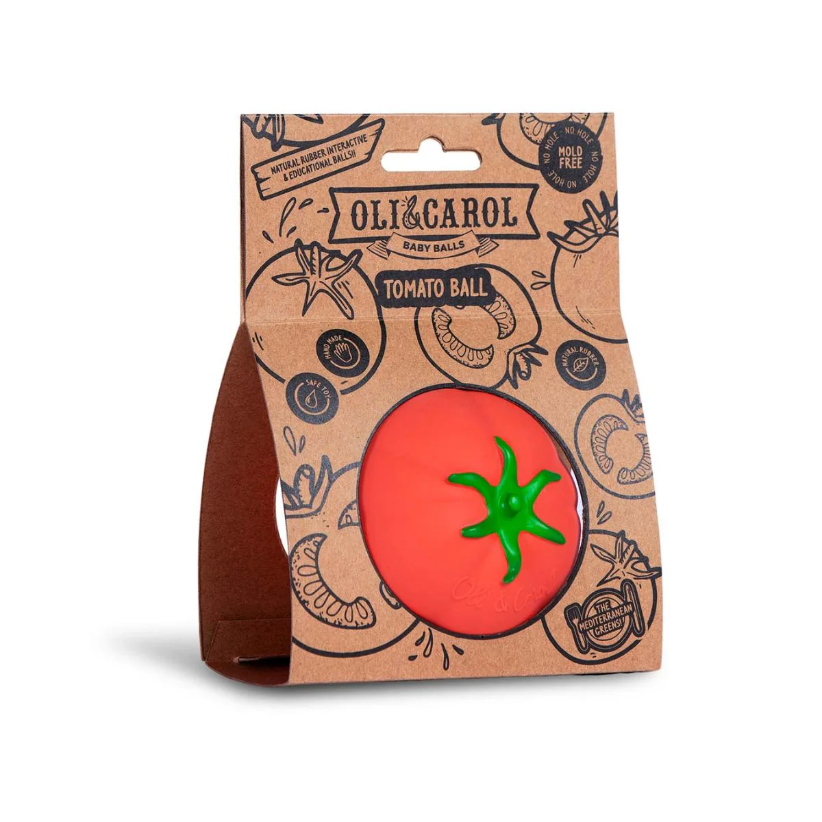 Oli+Carol Sensorial Ball Baby Teether & Bath Toy Natural Rubber - Tomato Cabbage - Image 7