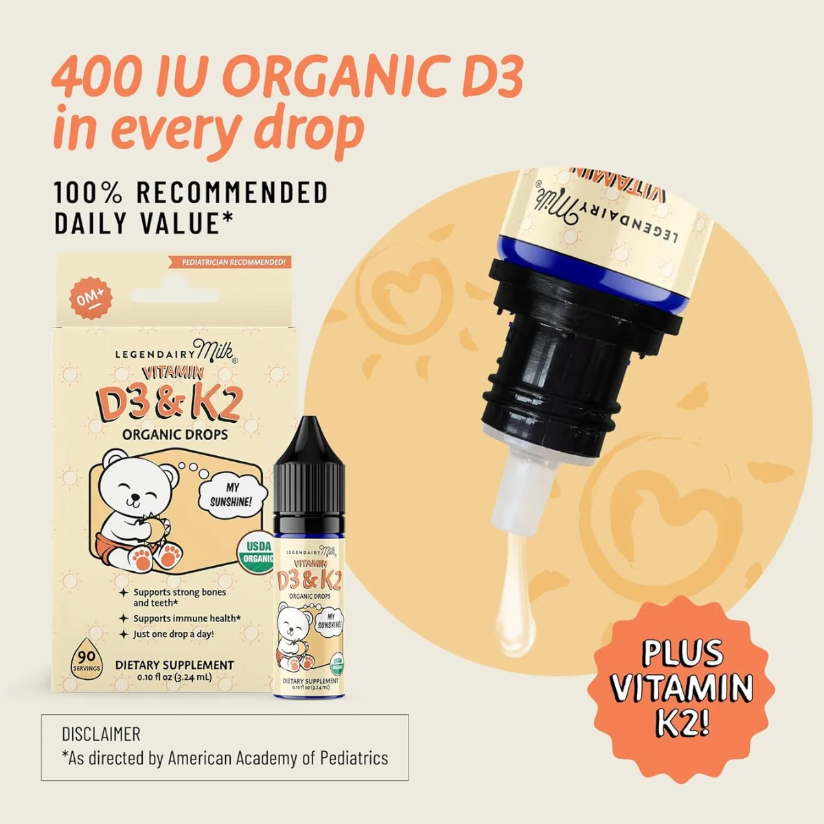 Organic Baby Vitamin D3+K2 Liquid Drops - Image 3