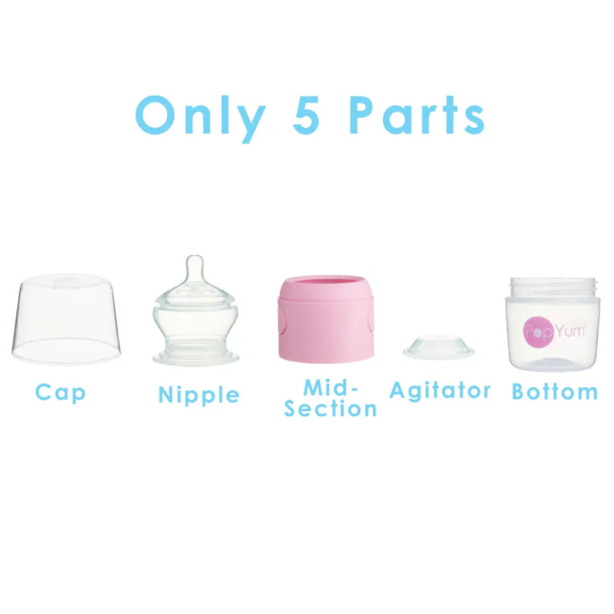 Popyum Anti-Colic Formula Making Baby Bottle 2Pk, 5 Oz - Pastel Pink - Image 4