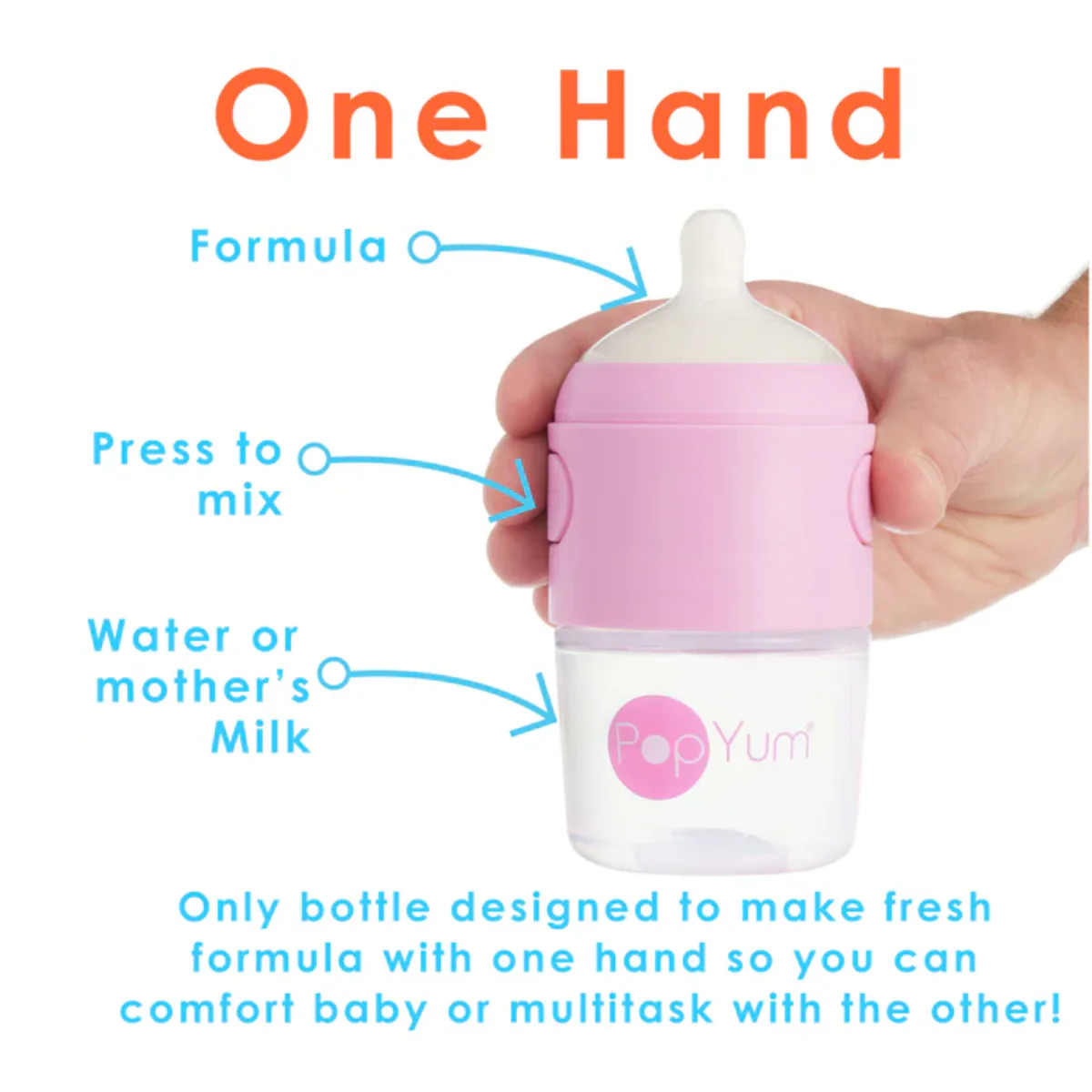 Popyum Anti-Colic Formula Making Baby Bottle 2Pk, 5 Oz - Pastel Pink - Image 5