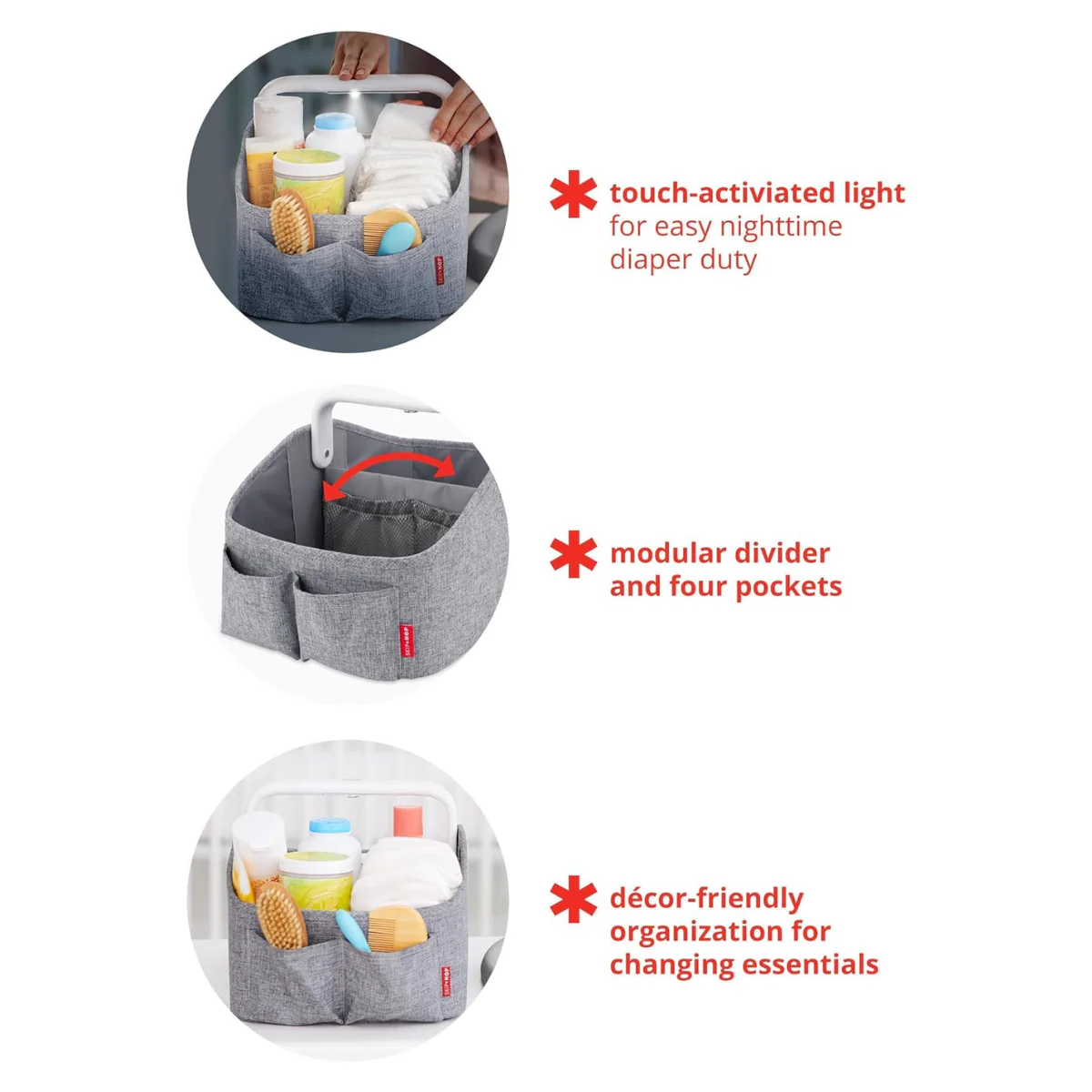 Skip Hop Nursery Style Light Up Diaper Caddy - Grey - Image 3