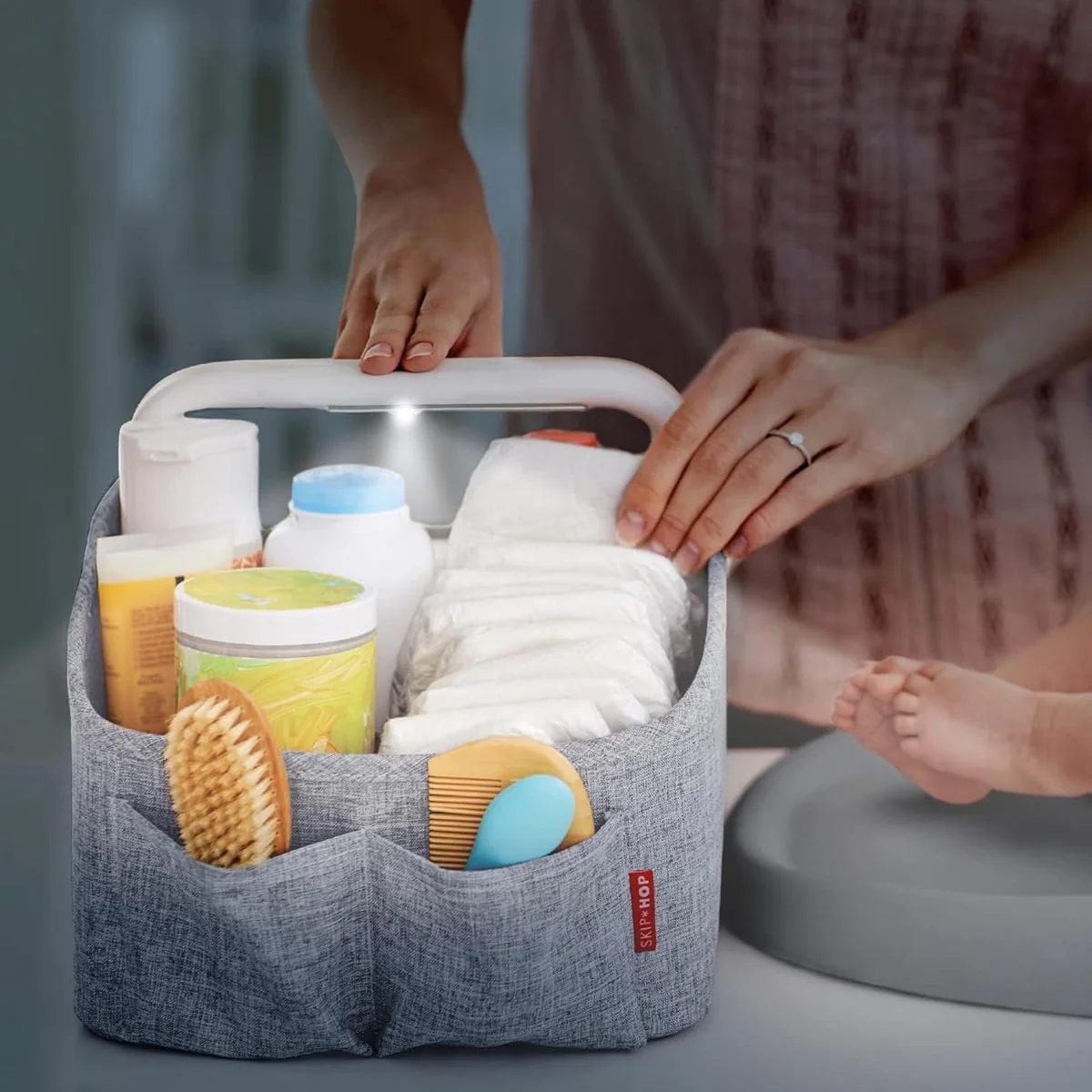 Skip Hop Nursery Style Light Up Diaper Caddy - Grey - Image 8