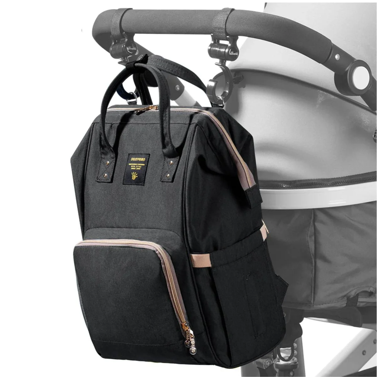 Sunveno Classic Diaper Backpack - Black - Image 3