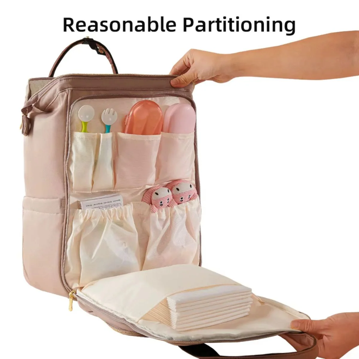 Sunveno Open Wide Diaper Backpack - Brown - Image 3