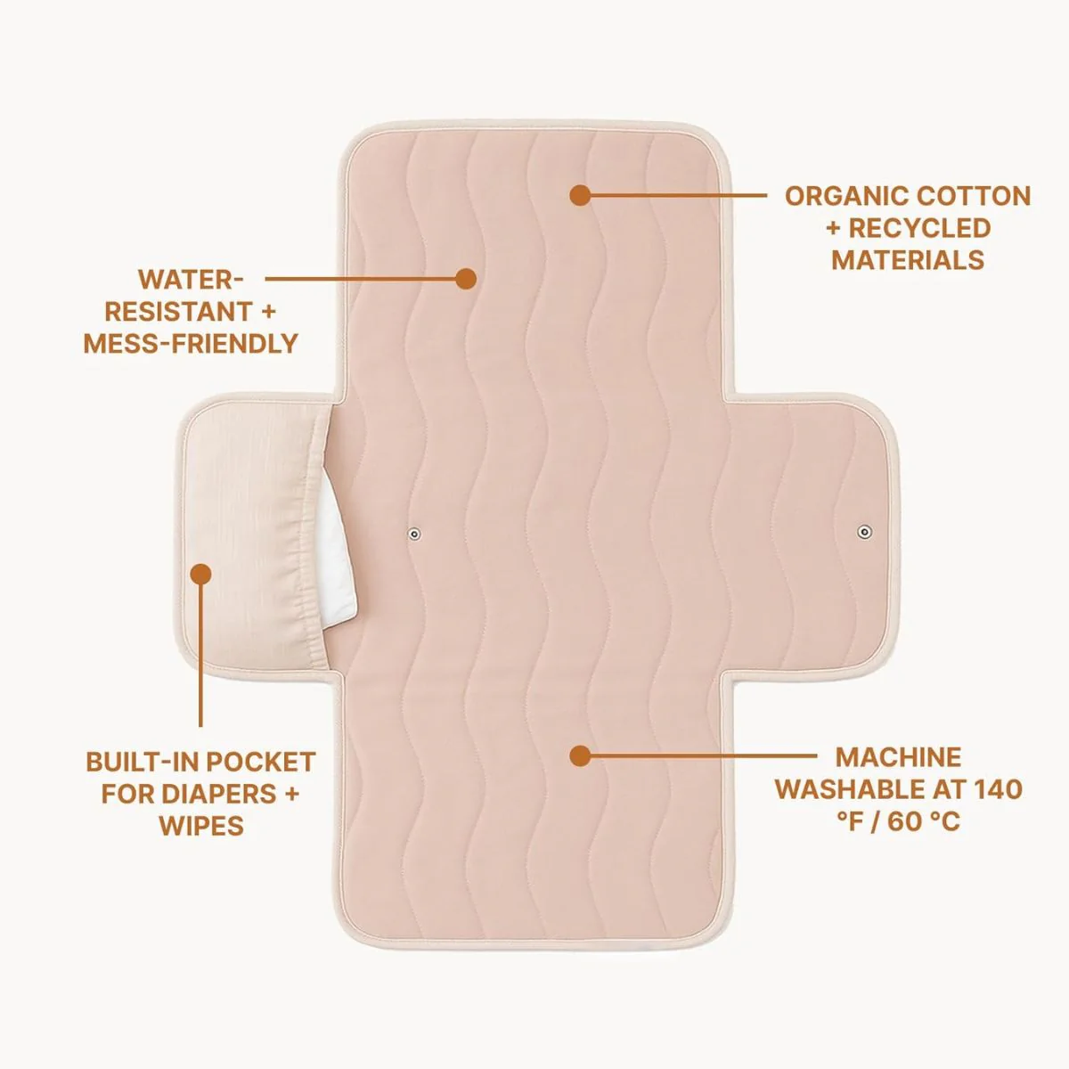 Toddlekind Mini Maven Portable Changing Pad - Blush - Image 4
