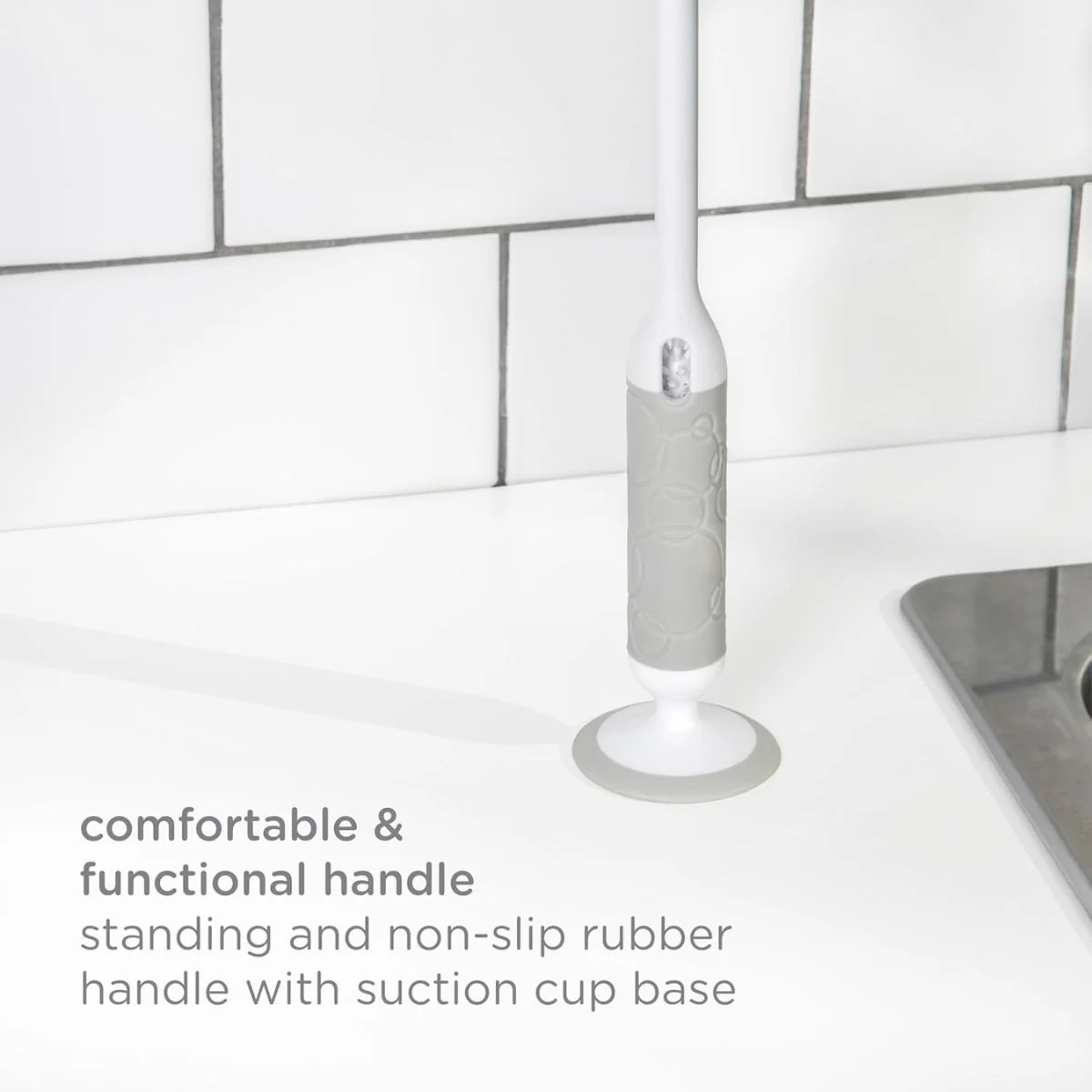 Ubbi Deluxe Baby Bottle Brush - Grey - Image 4