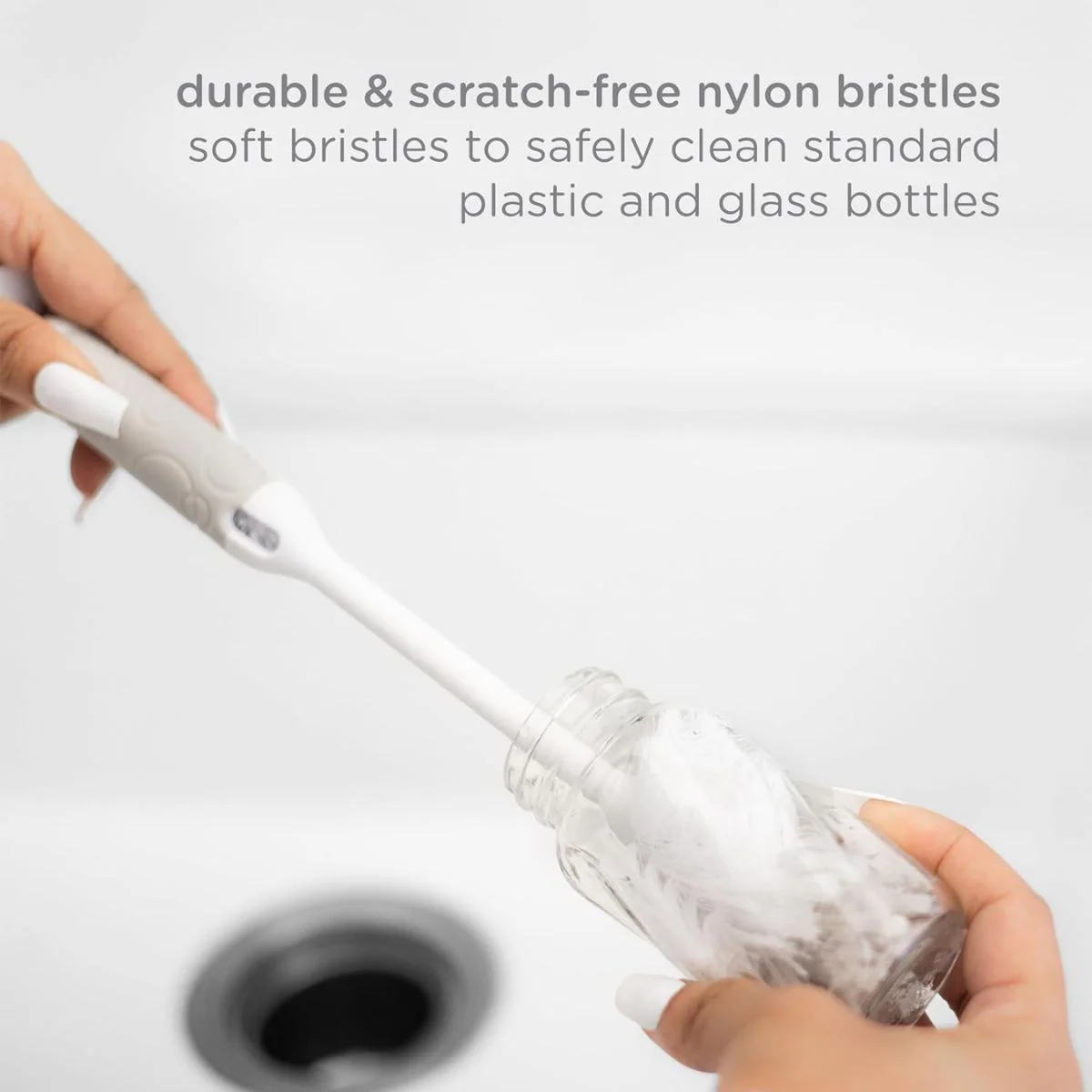 Ubbi Deluxe Baby Bottle Brush - Grey - Image 5