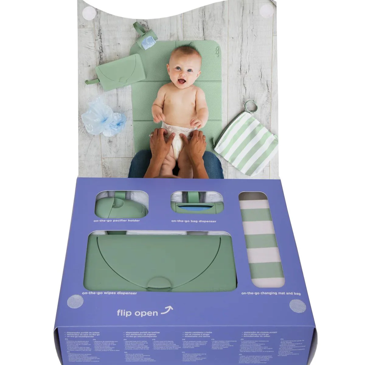 Ubbi On-the-Go Diaper Changing Gift Set 4-Piece - Sage - Image 4