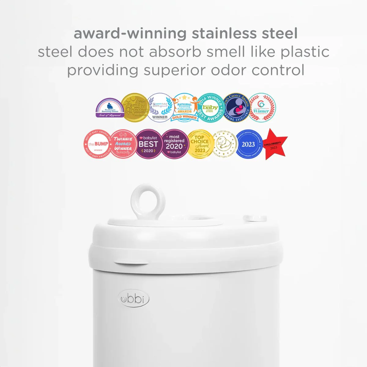 Ubbi Steel Diaper Pail Odor Control System - White - Image 6
