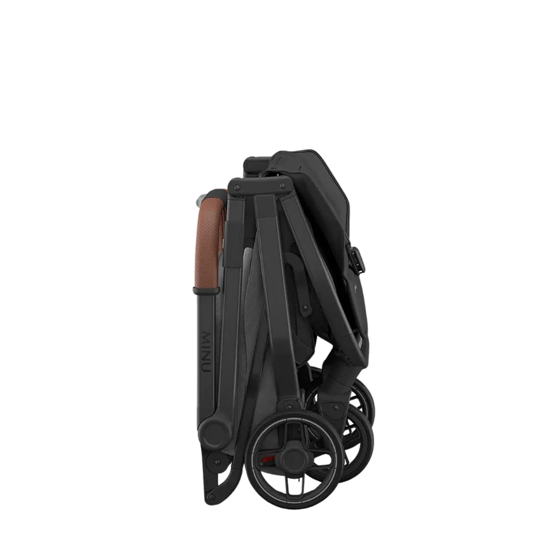 UPPAbaby Minu V3 Compact Stroller - Greyson (Charcoal Melange / Carbon Frame / Saddle Leather) - Image 4