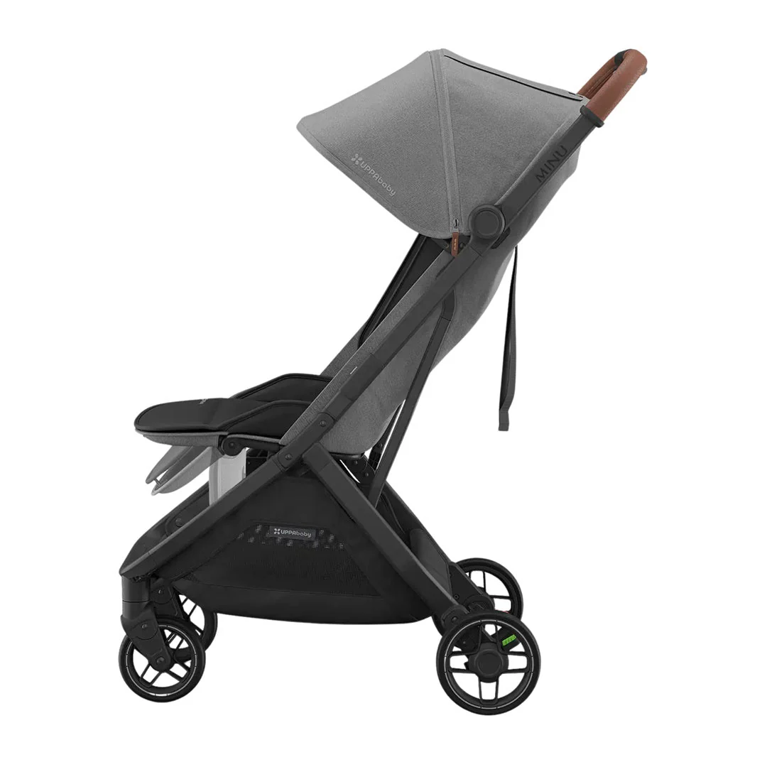 UPPAbaby Minu V3 Compact Stroller - Greyson (Charcoal Melange / Carbon Frame / Saddle Leather) - Image 5