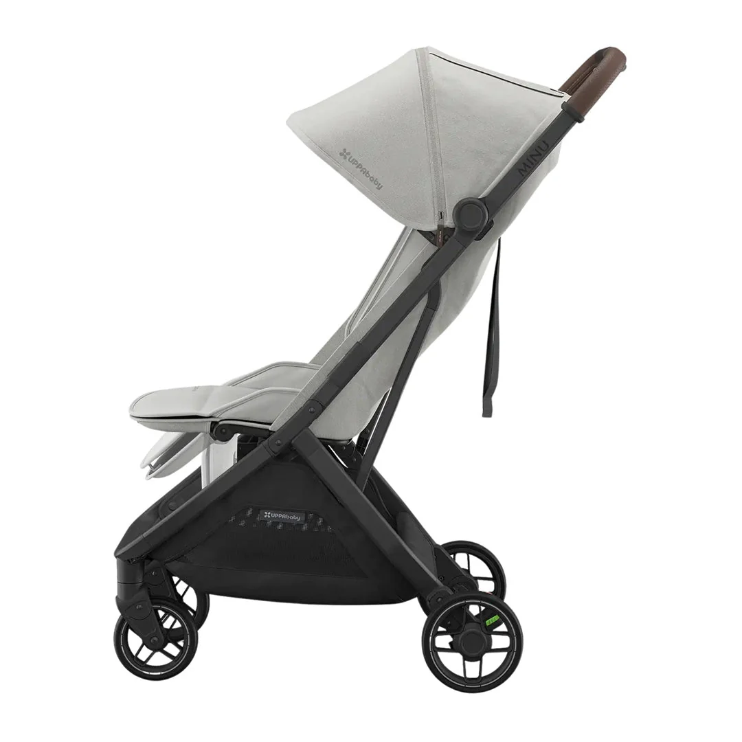 UPPAbaby Minu V3 Compact Stroller - Savannah (Pearl Gray Melange / Carbon Frame / Chestnut Leather) - Image 4