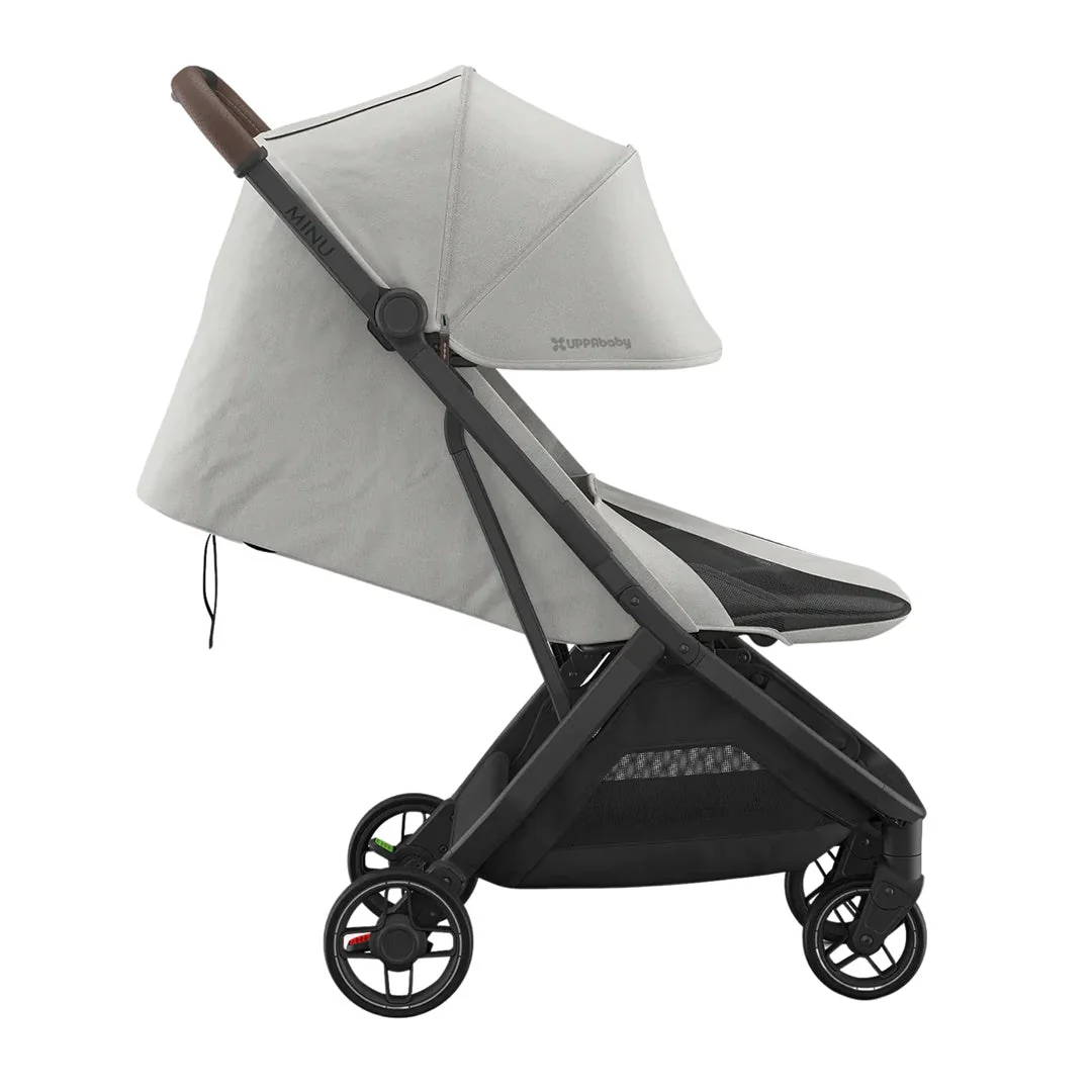 UPPAbaby Minu V3 Compact Stroller - Savannah (Pearl Gray Melange / Carbon Frame / Chestnut Leather) - Image 5