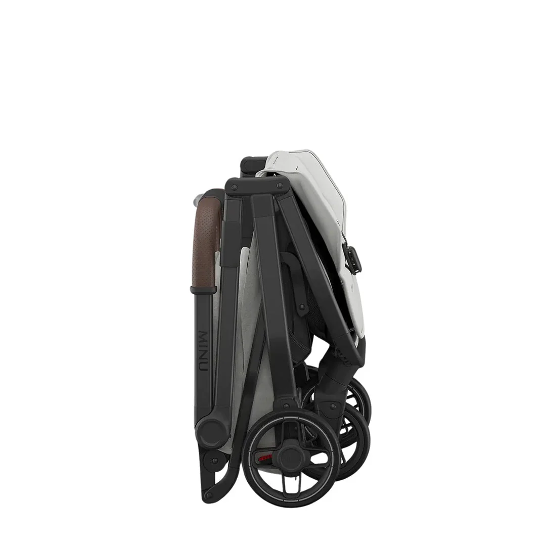 UPPAbaby Minu V3 Compact Stroller - Savannah (Pearl Gray Melange / Carbon Frame / Chestnut Leather) - Image 7