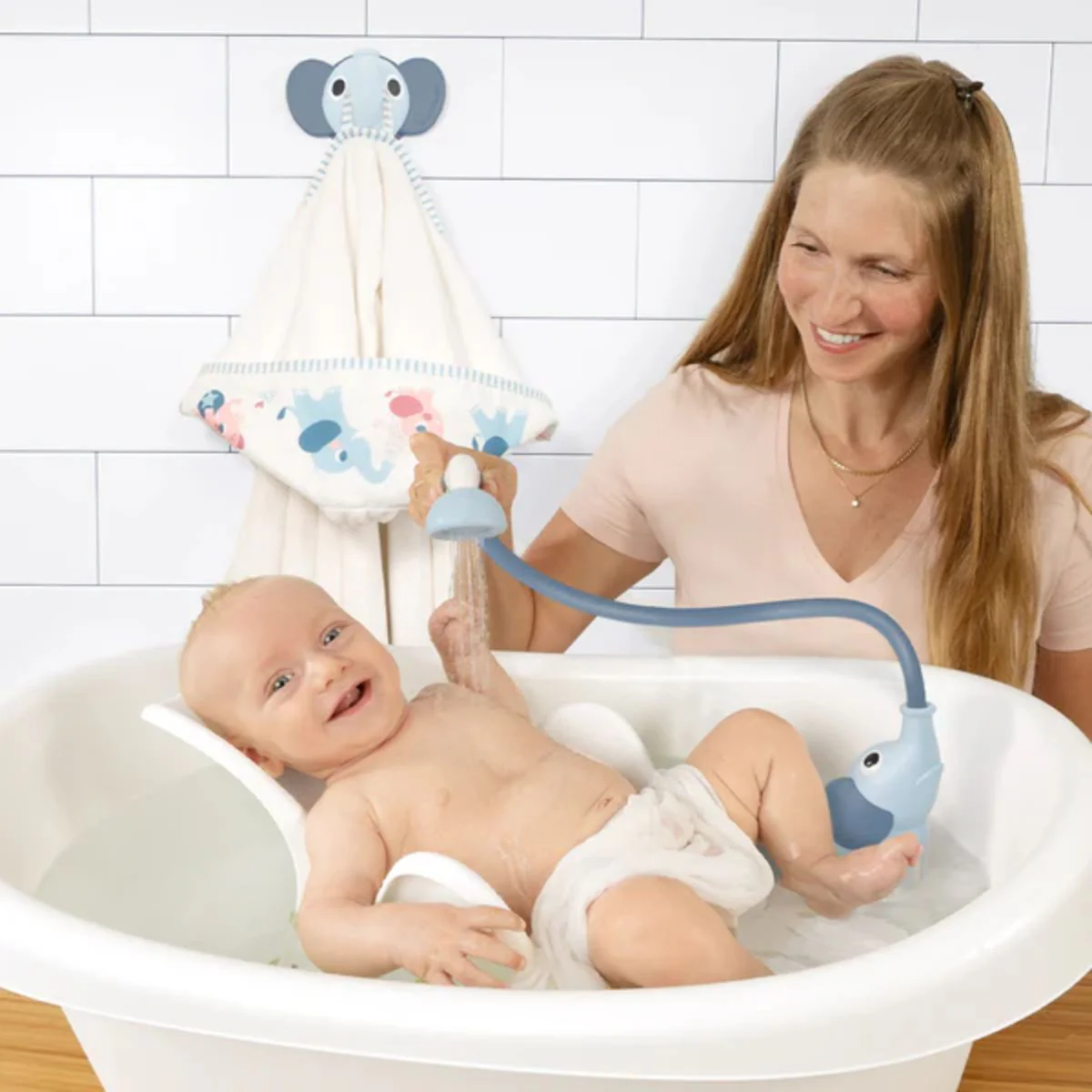 Yookidoo Bath Set Elephant Baby Shower 0-24M - Cloudy Blue - Image 2