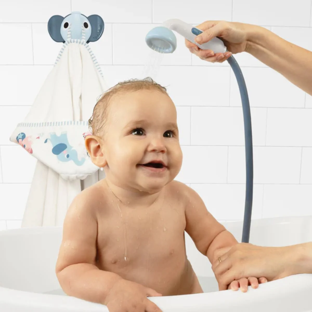 Yookidoo Bath Set Elephant Baby Shower 0-24M - Cloudy Blue - Image 4