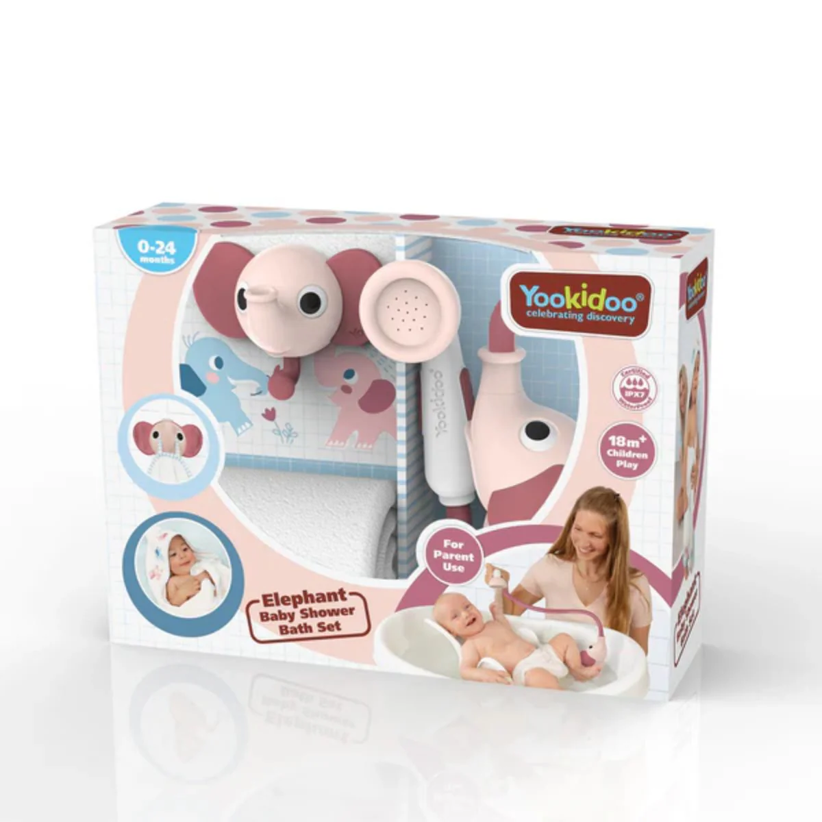Yookidoo Bath Set Elephant Baby Shower 0-24M - Pink - Image 7